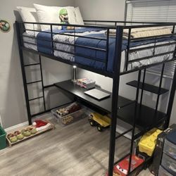 Kids Twin Bed frame With Desk.
