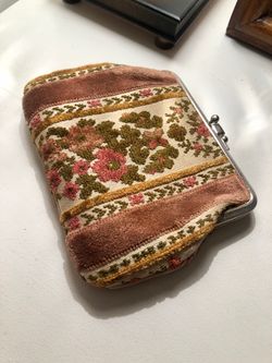 1960’s Vintage I. Magnin Floral Tapestry Coin Purse Double Compartment