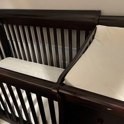 4-In-1 Convertible Crib and Changer with mattress and changing pad