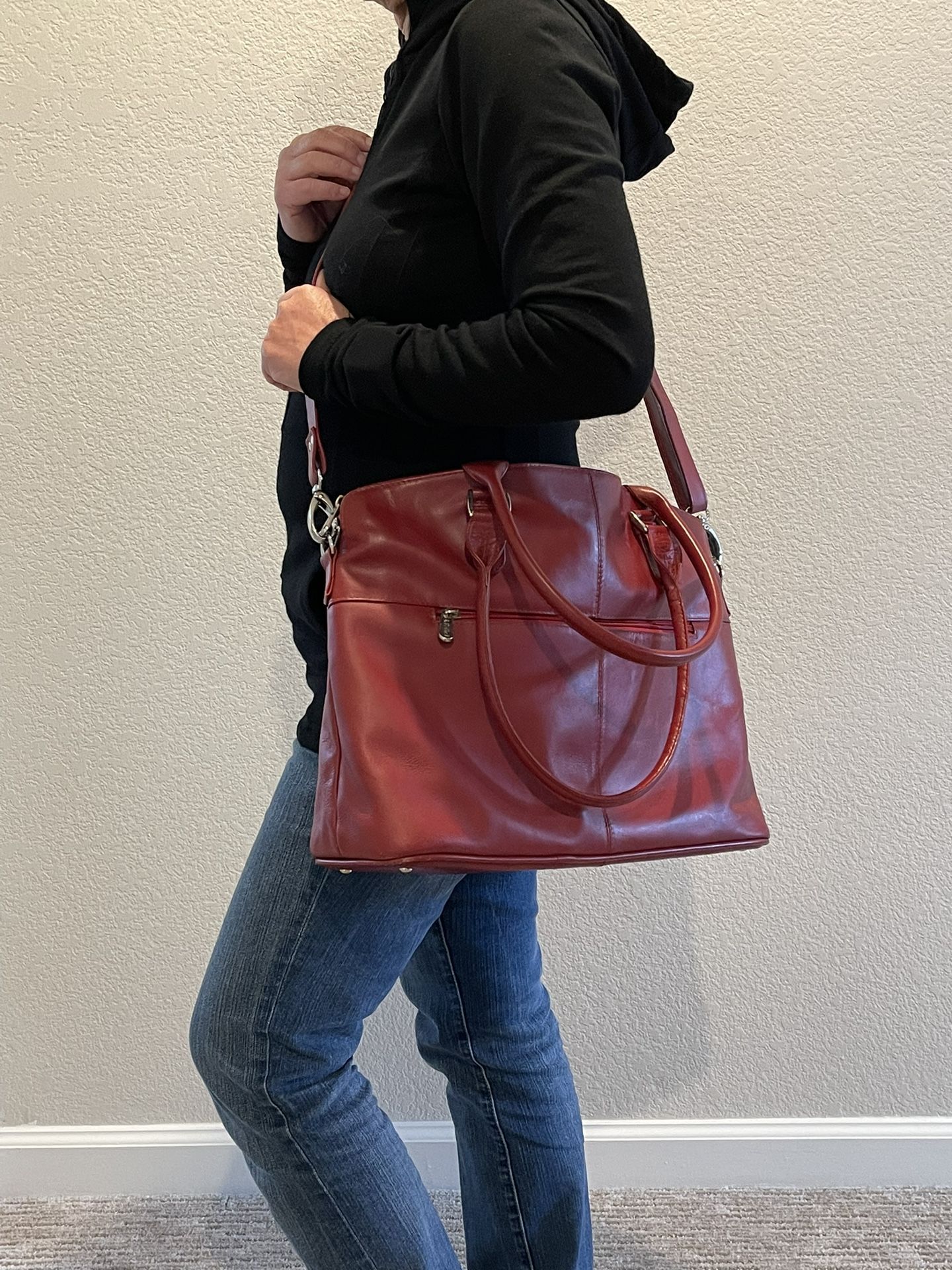 Leather Laptop Tote Bag 