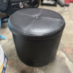 Faux Leather Stool With Storage 