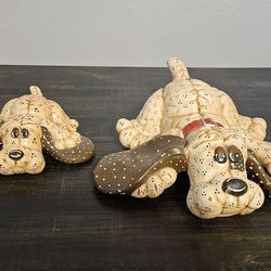 Vintage Ceremic Shelf-Sitter Figurine Similar in Style to "Pound Puppies" or "Sad Dog" from 86 & 87