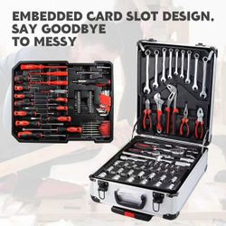 800 Piece Tool Kit with Rolling Tool Box, Socket Wrench Hand Tool Set Mechanic Case Trolley Portable House Repair Kit Set