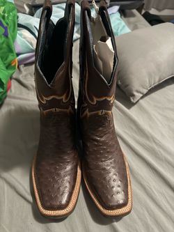 Square toe ostrich boots