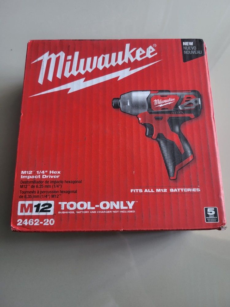 Milwaukee M12 12V Lithium-Ion Cordless 1/4 in. Hex Impact (Tool-Only)