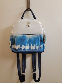 Loungefly Collectible Disney Mickey Mouse Dip-Dye Blue  Canvas Mini Backpack Bag