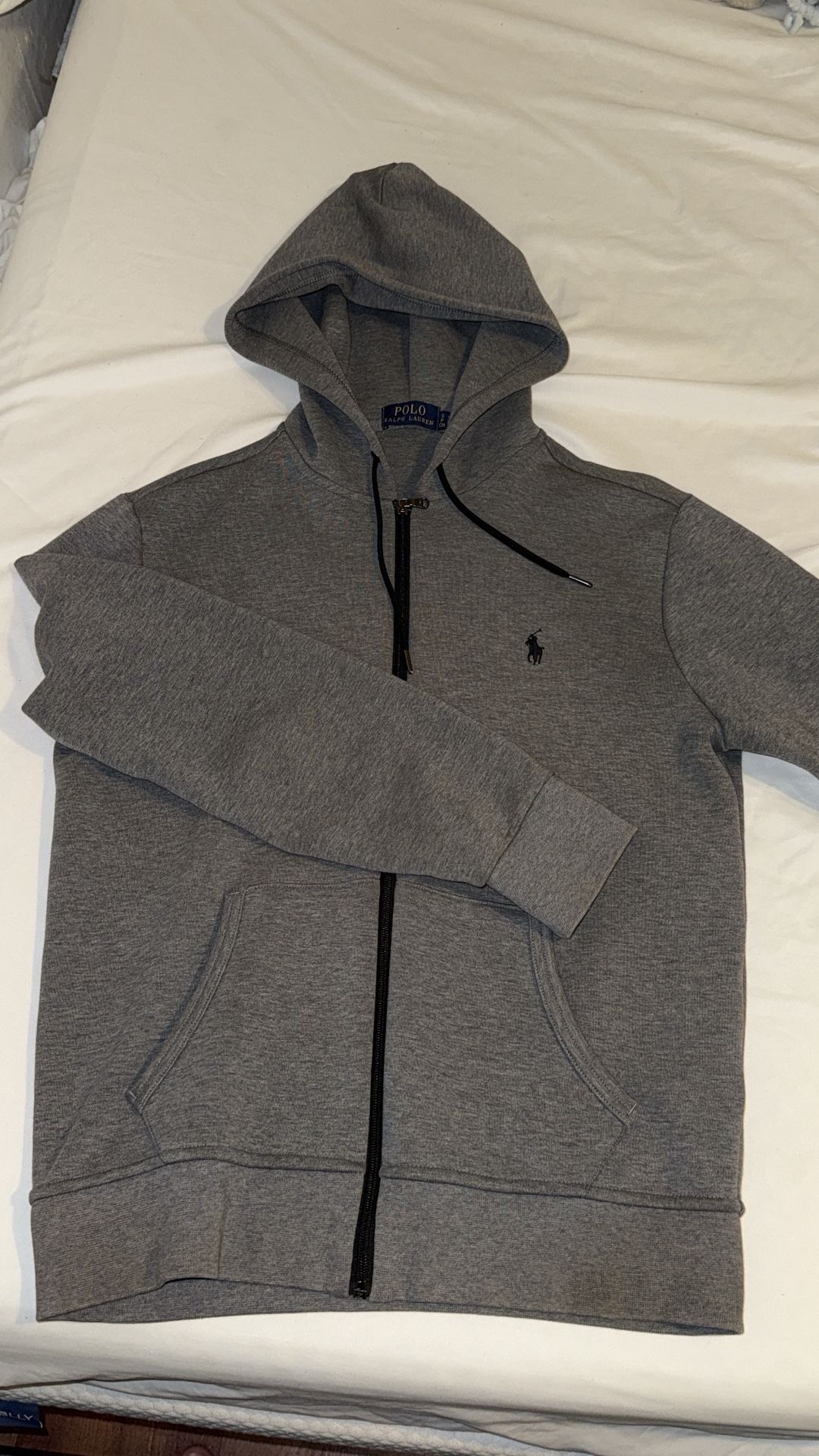 Grey Polo Ralph Lauren Fleece Hoodie Men SIZE SMALL