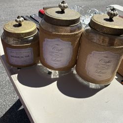 Glass With Metal Lids Canisters 