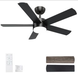 42-inch black ceiling fans with lights and remote control, 3-speed dimmable LED ceiling fan, quiet m