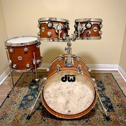 Custom DW Collector's Series EXOTIC CHERRY SPRUCE BOP Drum Set 10”, 12”, 14”, 18” Mahogany Finish w/cases MINT   )())   Amazing deal on an IMMACULATE 
