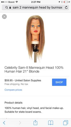 Celebrity 21 Cosmetology Mannequin Head 100% Human Hair