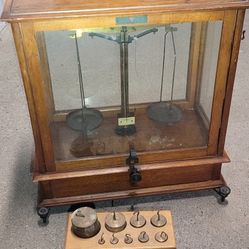 Antique Apothecary Ballance Beam Scale Wilkens Anderson with Weights