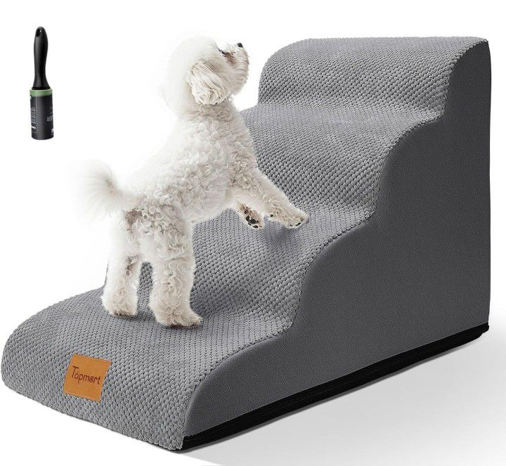 Topmart Dog Stairs for Small Dogs, 4-Step, 19.7”H, Dog Steps for High Beds Couches with All-Round Waterproof Cover, Non-Slip Sturdy Dog Ramp 