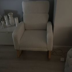New White Fuzzy Rocking Chair
