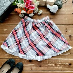 5T MULTICOLOR PLAID TAFFETA RUFFLE HEM SKIRT