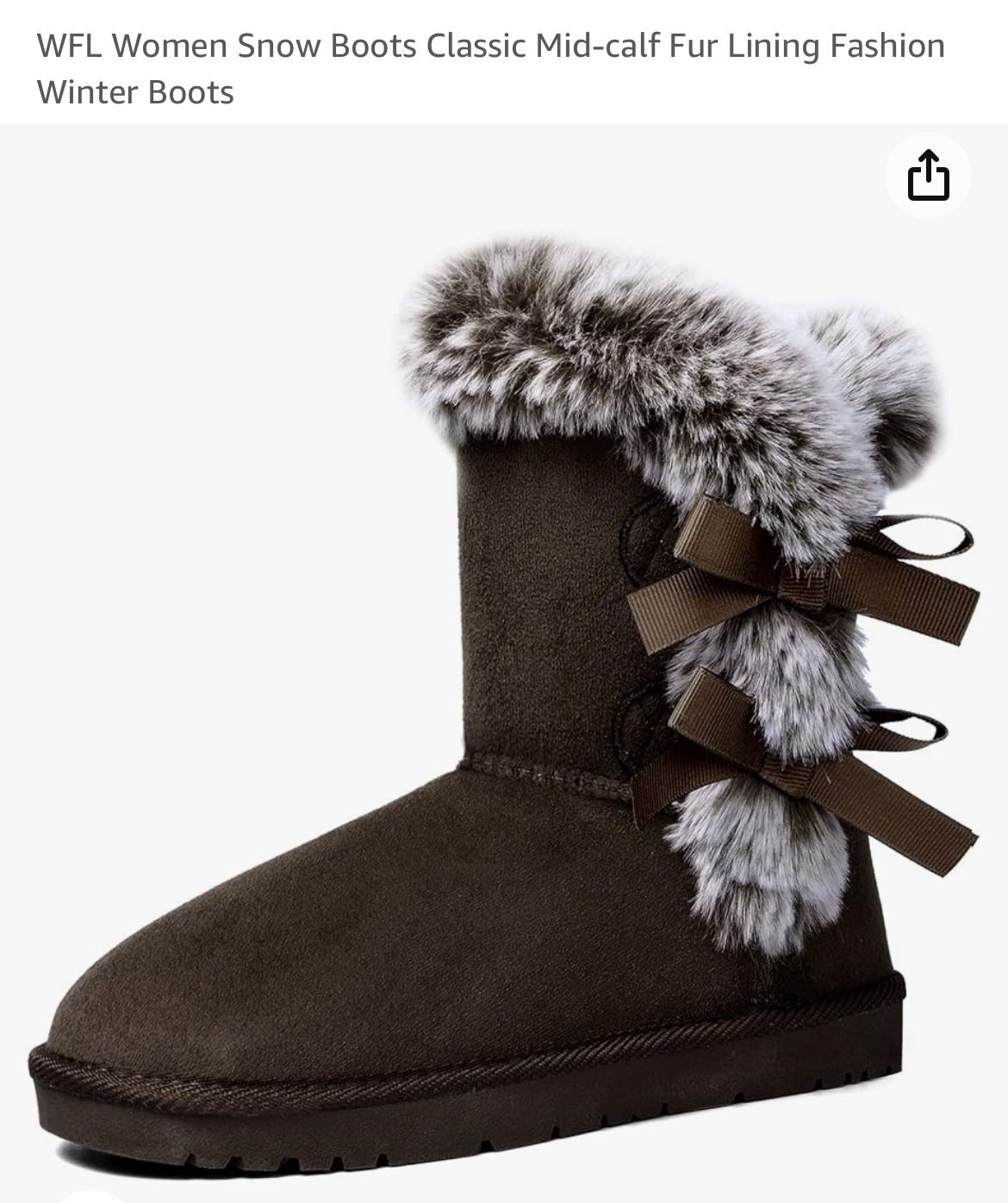 WFL Women Snow Boots Classic Mid-calf Fur Lining Fashion Winter Boots size 9