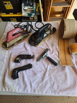 Carpet irons,   case,  box, weight