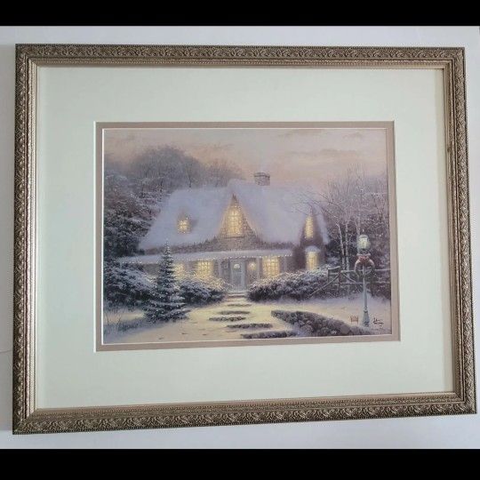 Christmas Eve By Thomas Kinkade 12"×16" Framed 1991 w/ authenticity paper