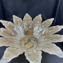 Vintage Lavorazione Arte Murano Italian 12 Point Flower Glass Bowl Collectible