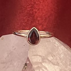 Pear Cut Garnet Ring In 14K Rose Gold 