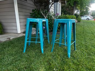 Teal 4 30.0-in H Bar height Stackable Metal Bar Stool