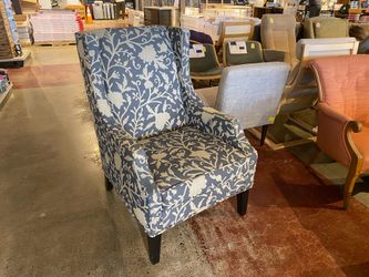 JONATHAN LOUIS Blue and Off White Metropolitan Wingback Chair