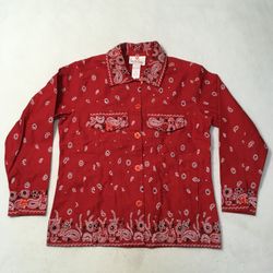 Quacker Factory Women's Rhinestone Cotton Shacket small