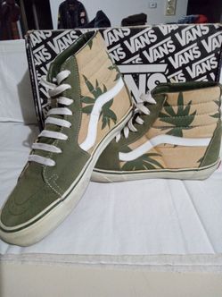 RARE 1994 DEADSTOCK "PALM TREE" SK8-HI VANS. VANS  GROSSO REISSUE SKATEBOARD SHOE  OLIVE/PALMS