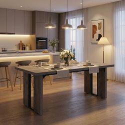 Homy Casa SORIAN Industrial MDF Dining Table 63" x 35" Modern Wood Finish