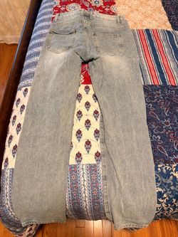 Men jeans light blue rip jeans