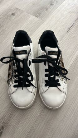 Unisex Dolce & Gabbana Portofino Leather Sneakers – Graphic Print Edition
