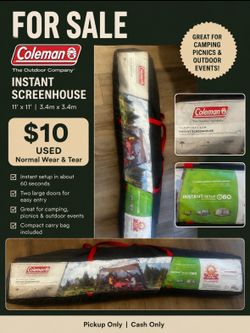 Used Coleman Instant Screen house/ Tent/ Sun Screen/ Outdoor/Camping