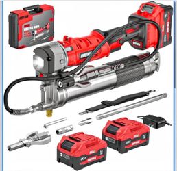 2-in-1 Electric Grease Gun Kit, Upgraded 12,000 PSI,2×4000mAh Batteries,Built for Farmers