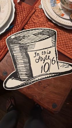 Mad Hatter Top Hat Cutout Sign Alice in Wonderland