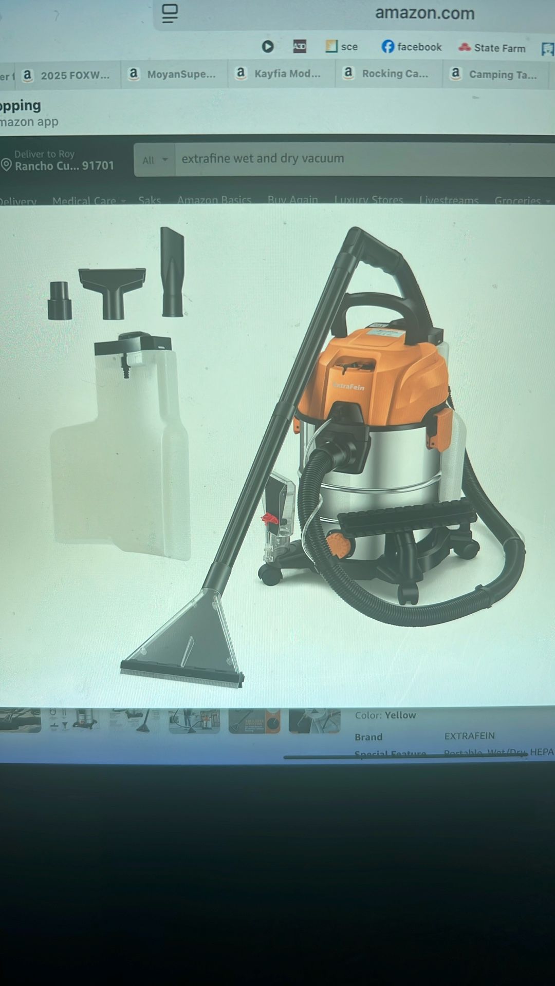 NEW Vacuum Wet & Dry Cleaner. 6 Gallon 5.5 Peak HP, 3 in 1 Wet/Dry/Upholstery Shop Vac Carpet Extractor for Car Detailing, Stainless Steel