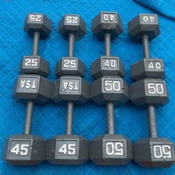 SET OF  DUMBBELLS (PAIRS OF)  25s  40s  45s  50s