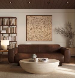 Brown Leather 3-Seat Sofa