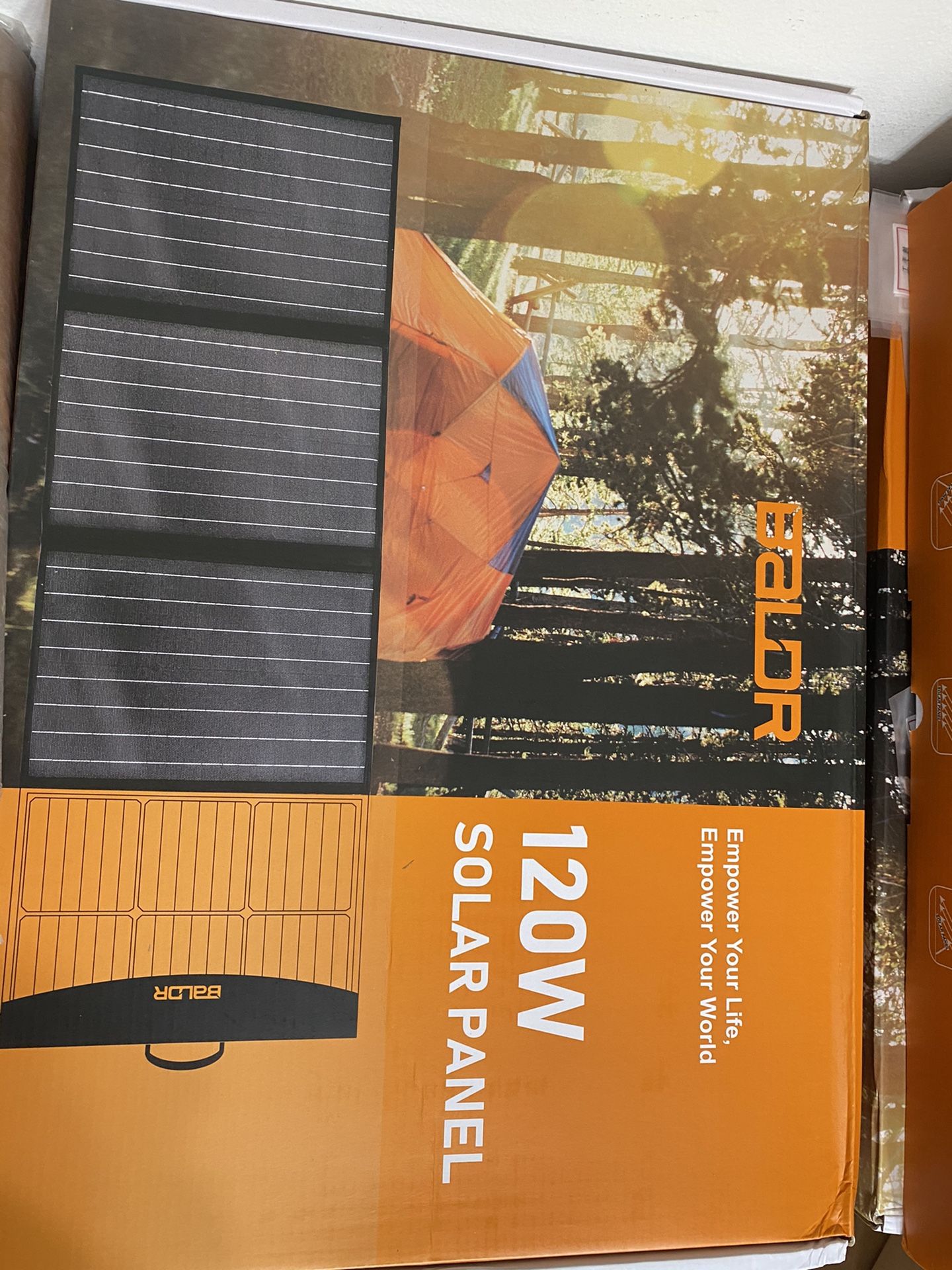 BALDR 120W Portable Solar Panel for Jackery/ECOFLOW/Flashfish/ROCKPALS Power Station Generator, Foldable Solar Cell Charger with 2 USB Ports & 18V DC