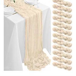12 Ivory cheesecloth table Runners 35x120 in.