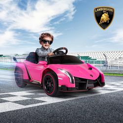 12V Kids Ride on Car, Licensed Lamborghini Veneno Roadster w/Parent Control, 12V7Ah Battery Powered Electric Car Ride on Toys, Electric Vehicles w/Hyd