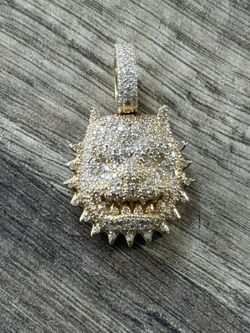 18k Gold Diamond American Bully Pendant