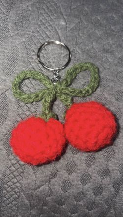 Crochet Cherry Bag Charm