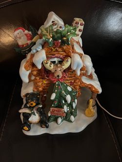 2002 Grandeur Noel Lighted Ceramic Holiday House Christmas U5001 Bears