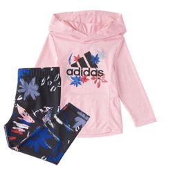 Girls Adidas Hooded Top and Printed Leggings Set Size 6