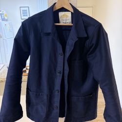 Le Mont-Saint-Michel French Work Jacket – Chore Coat (Blue, Size Small)