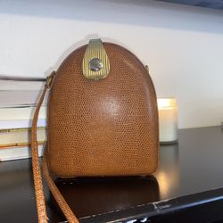 Unique Beautiful Brown Purse With Gold Accents Cross Body