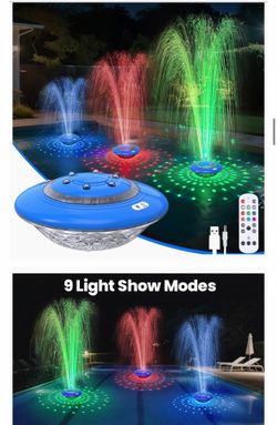 Pool Fountain with Lights Show, 9 Pool Light Modes and 3 Fountain Modes with Remote for Inground Above Ground
