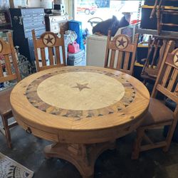 47" Round Dining Table with 4 High Back Chairs and 2 Drawers.  Give Me Your Best Offer