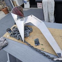 Lemar 35lb anchor, nicely polished, 34ft of chain as well, Retails for $1200