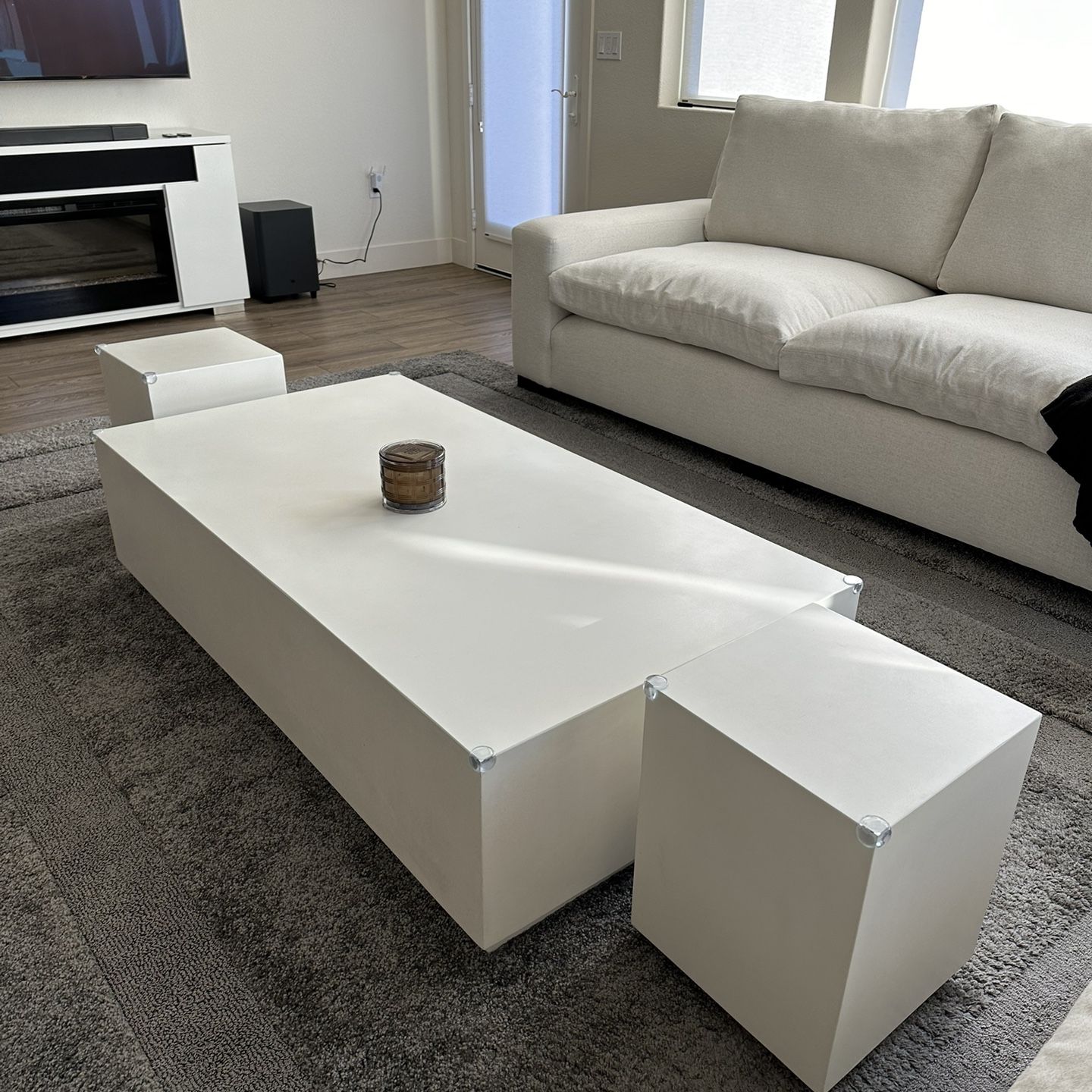 Crate and Barrel Concrete Coffee Table Set